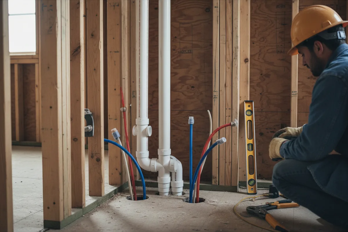 Drain and supply rough-in during Sump Pump Repair in Annville