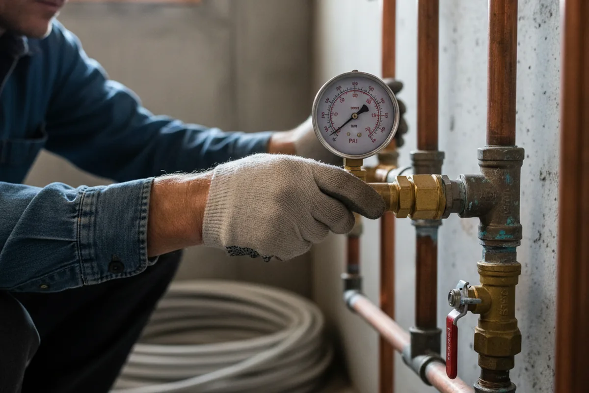 Pressure testing a repaired line during Water Line Repair in Annville
